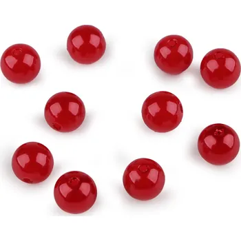 Korálek Plastové voskové korálky / perly Glance Ø10 mm Varianta: F40 červená tmavá, Balení: 20 g