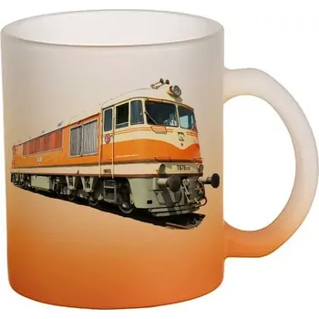 skleněný hrnek lokomotiva T678 (hrneček s lokomotivou matné sklo vlak)