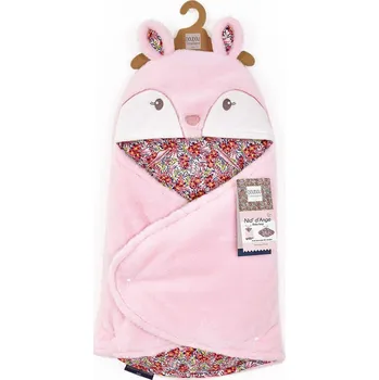 plyšák Doudou Plyšová růžová dečka s kapucí Boh'aime 70 cm