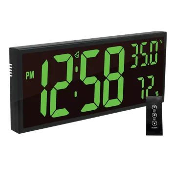 Budík JVD Digitální černé nástěnné hodiny s LED podsvícením zelené číslice JVD DH309.3 ( )