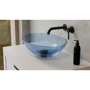 Umyvadlo BESCO - Umyvadlo na desku ANYA ze syntetické pryskyřice - Barva - Modrá, Barva sifonu - Bílá KEANYA50MW