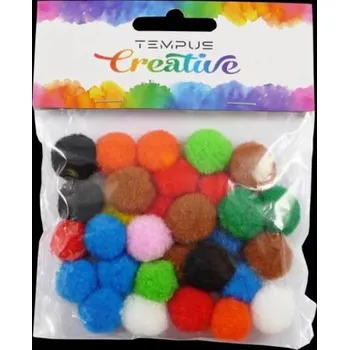 Kuličky pom poms Tempus barevný mix 20mm - 30ks