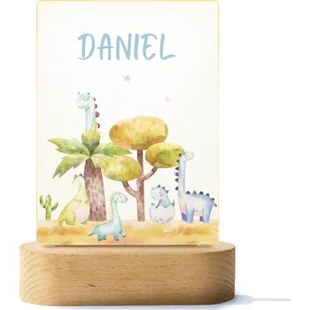 Lampička ČistéDřevo Barevná LED lampa se jménem - dinosauři