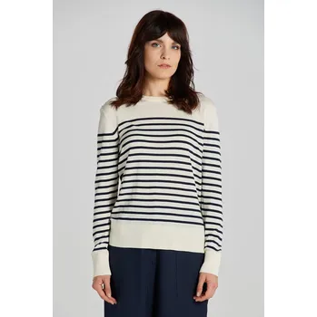 Dámský svetr SVETR GANT FINE KNIT STRIPED C-NECK CREAM