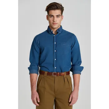Pánské oblečení KOŠILE GANT REG INDIGO DOT SHIRT DARK INDIGO
