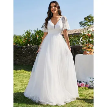 Dámské šaty Ever Pretty krásné bílé šaty 2039 Velikost: 6XL / 52 / 20 / 24