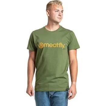 Pánské tričko Meatfly pánské tričko Striped Logo Olive | Zelená | Velikost M | 100% bavlna