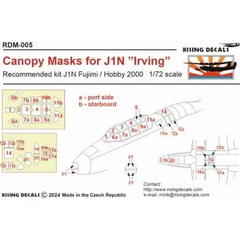 Plastikový model Rising Decals 1/72 Canopy mask for P1Y 'Frances' (HAS)