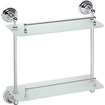 Drátěná police Polička skleněná Bemeta Retro dvojitá 400 mm pískované sklo/chrom