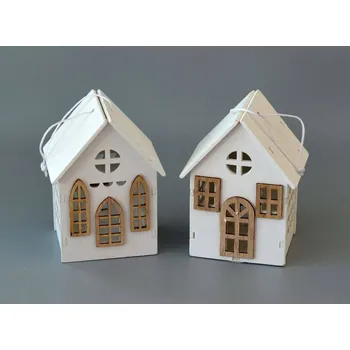 Dřevěná dekorace - Domek s okny velký 3D - vzor B