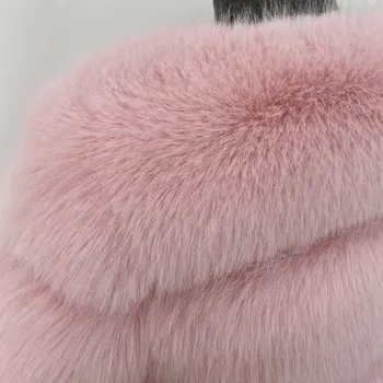 Dámská parka Krátký kožich luxusní se širokým límcem Barva: Růžová, Velikost: M