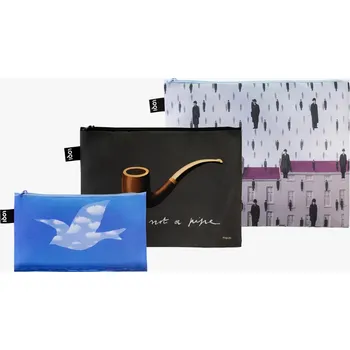 Kosmetická taška Taštičky na zip 3 ks LOQI RENÉ MAGRITTE The Treachery of Images, The Promise