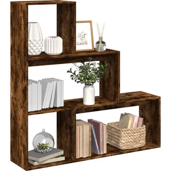 Nábytek vidaXL Knihovna/dělící stěna 3patrová kouřový dub 123x29x123 cm