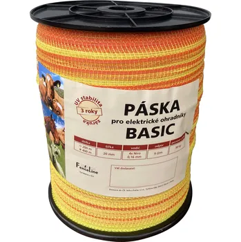 Pro koně Páska BASIC 20 mm pro el. ohradník, 4x0,16 mm Niro, žluto-oranž. - 400 m