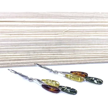 Řetízek Jan Kos Jewellery Stříbrné náušnice s jantarem 12125431