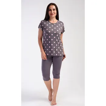 Dámské pyžamo Vienetta Dámské pyžamo kapri Puntík Barva: Hnědá, Velikost: 4XL