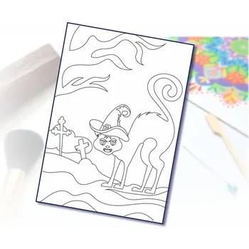 Radost v písku Šablona na pískování halloween kočka Varianta: A4 (210 x 297 mm)