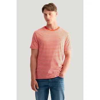 Pánské oblečení TRIČKO GANT STRIPED SS T-SHIRT GRAPEFRUIT ORANGE