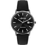 LAVVU Černé pánské hodinky Copenhagen Titanium Black Safir