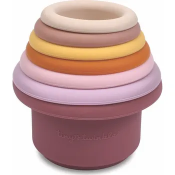 dětská jídelní sada Tiny Twinkle Stohovací pohárky, silikon - Rose Set