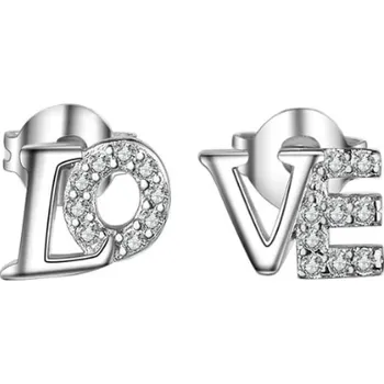 Náušnice Stříbrné náušnice se zirkony LOVE