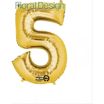 Balónek Balonek fóliový 35cm číslice "5" zlatá (foil balloon)