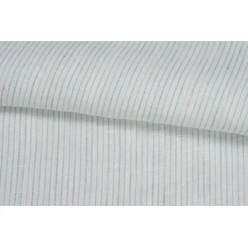 Lněné plátno, proužkované, tyrkysovo-bílé, sartor.cz