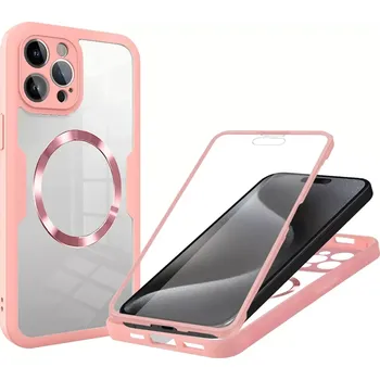 Pouzdro na mobilní telefon Pouzdro iPhone 15 Pro Techsuit - ColorVerse 360 MagSafe Series + ochrana obrazovky, růžové
