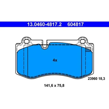 Sada brzdových destiček, kotoučová brzda ATE ATE 13.0460-4817.2