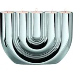 Svícen na čajovou svíčku DOUBLE U 27 cm, stříbrná, Philippi