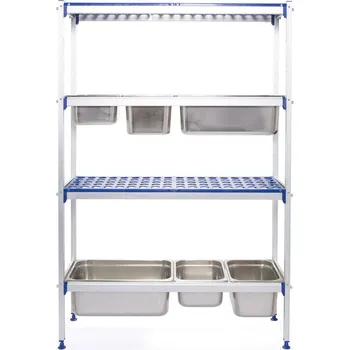 Skladový regál hliníkový pro GN, HENDI, 1120x355x(H)1685mm