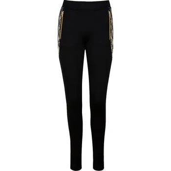 Dámské kalhoty Černé dámské teplé kalhoty s hadím vzorem na bocích Velikost: S