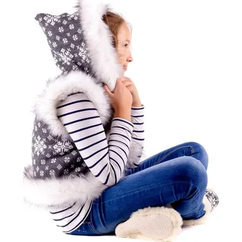 Dámská vesta Krásná dětská vesta z pravé ovčí vlny 01 šedá vzor, VELIKOST DĚTI L (6-7 rokov)