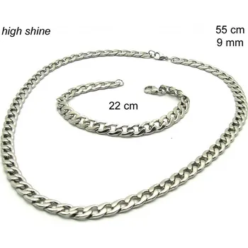 Souprava šperků Ocelový náhrdelník + náramek 23986900