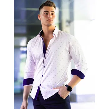 Pánská košile Elegantní pánská košile VSB2413 růžová kotva, VELIKOST 4XL