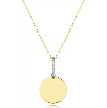 Náhrdelník Náhrdelník ze 14K zlata - plochý kruh, očko s brilianty