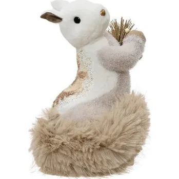 Vánoční dekorace Vánoční dekorace veverka s šiškou bílá s flitry, 15x20x25 cm