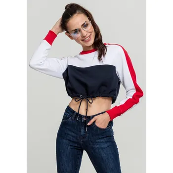 Dámská mikina Ladies Cropped 3-Tone Stripe Crew námořní/bílá/ohnivá červená Urban Classics Other 2538541