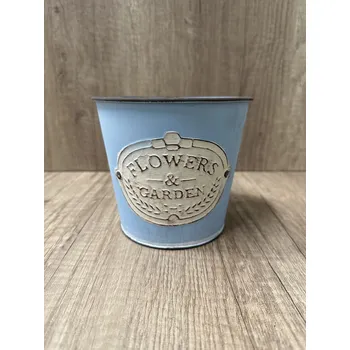 Obal na květináč Obal plechový 13 cm kulatý světle modrý Flowers & garden