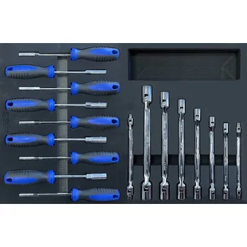 Sada nářadí SP Tools Podesta se sadou šroubováků s hlavicemi a nástrčných klíčů s kloubem