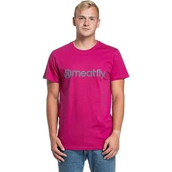 Pánské tričko Meatfly pánské tričko Striped Logo Magenta | Růžová | Velikost S | 100% bavlna