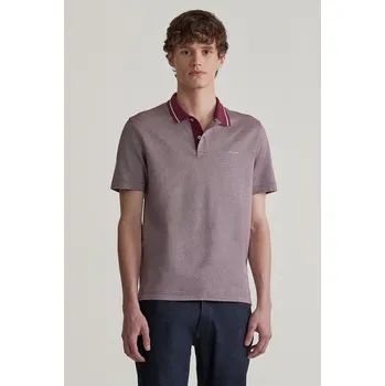 Pánské oblečení POLOKOŠILE GANT MICRO HOUNDSTOOTH POLO WINE RED