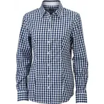 James & Nicholson Módní dámská kostkovaná košile z vysoce kvalitního popelínu Barva: modrá námořní - bílá, Velikost: L JN616