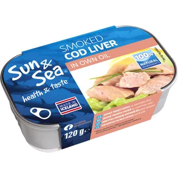 konzervovaná ryba Sun&Sea Uzená tresčí játra ve vlastním oleji 120 g