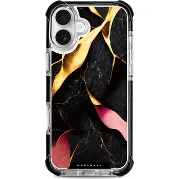 Pouzdro na mobilní telefon Odolný obal Mobiwear MagSafe Elite Bumper - Apple iPhone 16 Plus - D019D Černý a zlatavý mramor (Odolný kryt, pouzdro, obal Mobiwear Elite Bumper na mobil Apple iPhone 16 Plus - D019D Černý a zlatavý mramor, materiál Plast + TPU silikon + kov - zesílená)