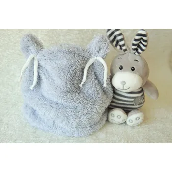 Kojenecká čepice AMÁLKA Chlupatá zavazovací čepička, světle šedá Velikost: 56-62