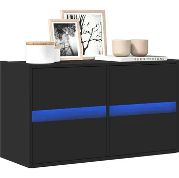 Obývací pokoj vidaXL Nástěnná TV skříňka s LED osvětlením 80 x 31 x 45 cm [852290] Barva: Černá