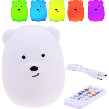 Dětské svítidlo silikonová dětská noční lampička medvěd s dálkovým ovládáním a změnou barev