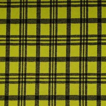 Kabátovina limetková, černé káro, š.155