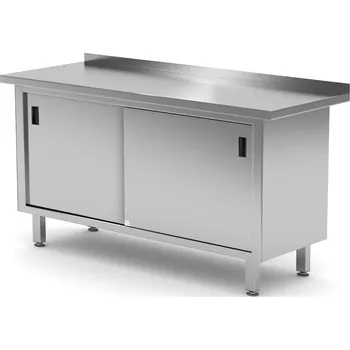 Dílenský stůl Pracovní stůl se skříňkou, posuvná dvířka – svařovaný, HENDI, Profi Line, 1600x600x(H)850mm